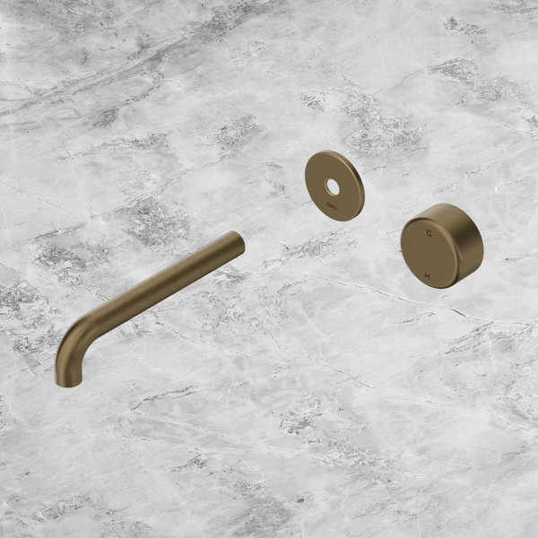 Nero Serenity Progressive Wall Basin Mixer 185mm Spout with Metal Handle (Trim Kit Only) Tumbled Antique Brass