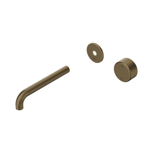 Nero Serenity Progressive Wall Basin Mixer 185mm Spout with Metal Handle (Trim Kit Only) Tumbled Antique Brass