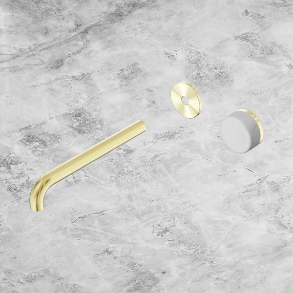 Nero Serenity Progressive Wall Basin Mixer 220mm Spout with Carrara Handle (Trim Kit Only) Brushed Gold