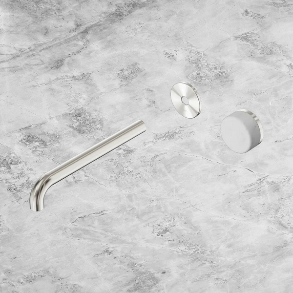 Nero Serenity Progressive Wall Basin Mixer 220mm Spout with Carrara Handle (Trim Kit Only) Brushed Nickel