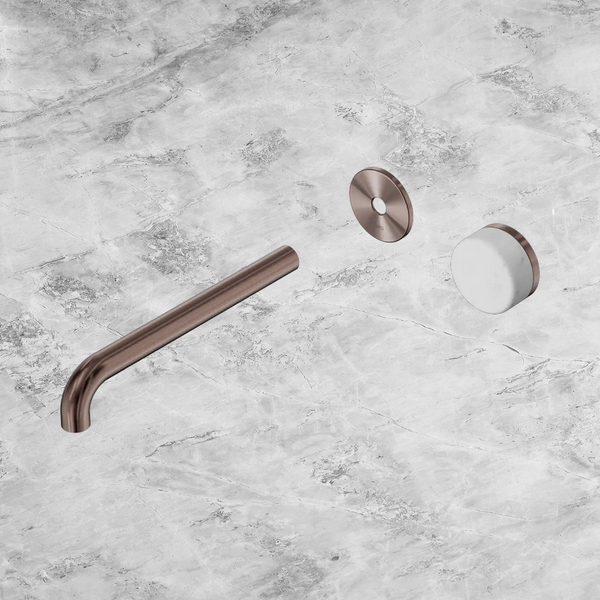 Nero Serenity Progressive Wall Basin Mixer 220mm Spout with Carrara Handle (Trim Kit Only) Brushed Bronze