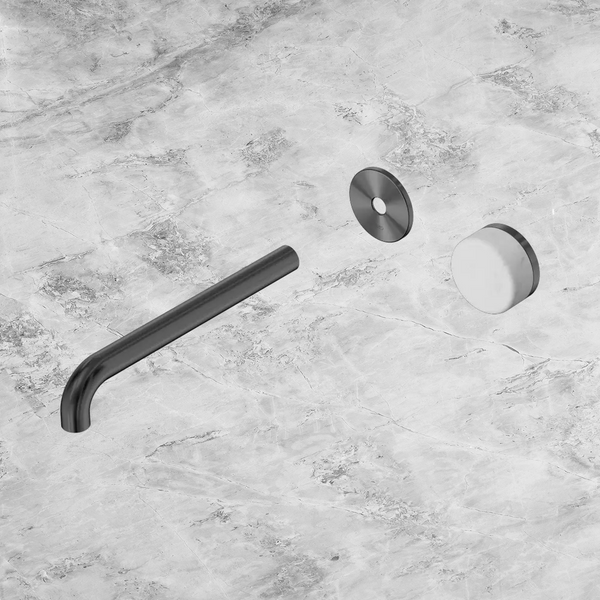Nero Serenity Progressive Wall Basin Mixer 220mm Spout with Carrara Handle (Trim Kit Only) Gunmetal