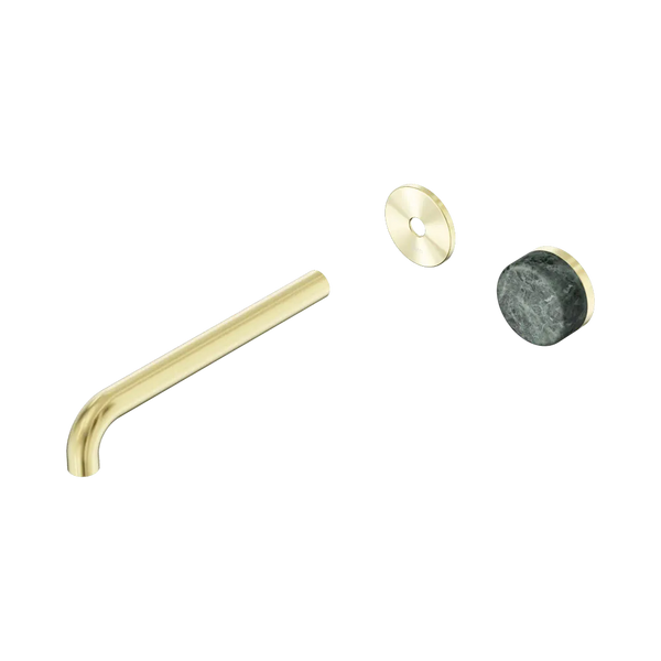 Nero Serenity Progressive Wall Basin Mixer 220mm Spout with Verde Alpi Handle (Trim Kit Only) Brushed Gold