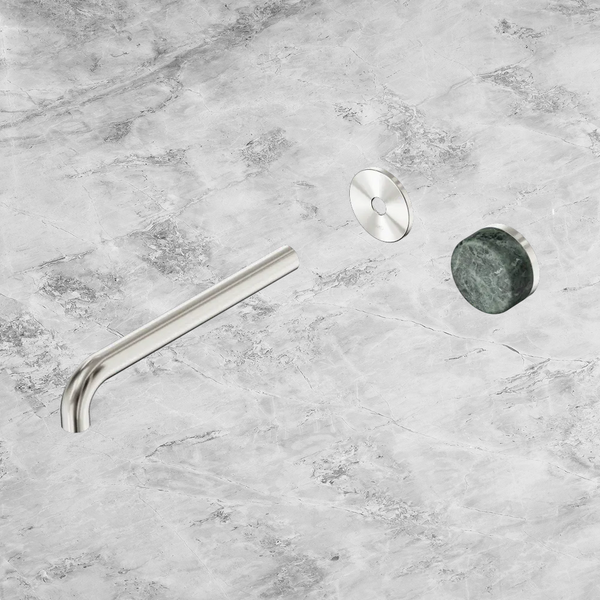 Nero Serenity Progressive Wall Basin Mixer 220mm Spout with Verde Alpi Handle (Trim Kit Only) Brushed Nickel