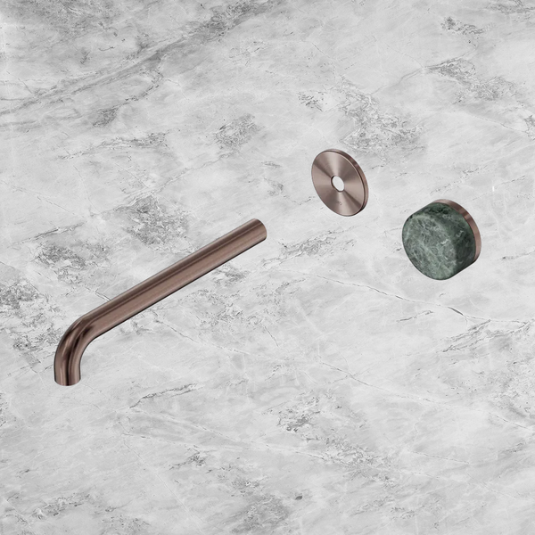 Nero Serenity Progressive Wall Basin Mixer 220mm Spout with Verde Alpi Handle (Trim Kit Only) Brushed Bronze