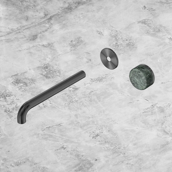 Nero Serenity Progressive Wall Basin Mixer 220mm Spout with Verde Alpi Handle (Trim Kit Only) Gunmetal