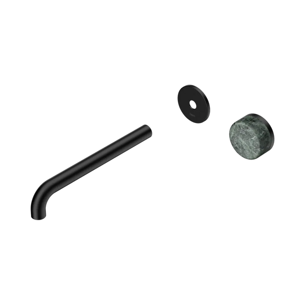 Nero Serenity Progressive Wall Basin Mixer 220mm Spout with Verde Alpi Handle (Trim Kit Only) Matte Black