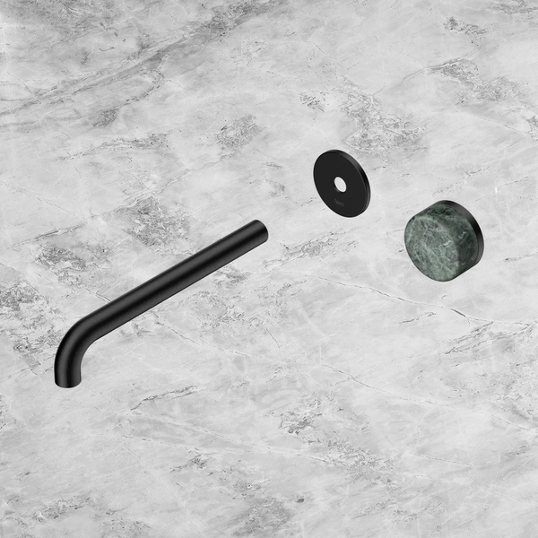 Nero Serenity Progressive Wall Basin Mixer 220mm Spout with Verde Alpi Handle (Trim Kit Only) Matte Black