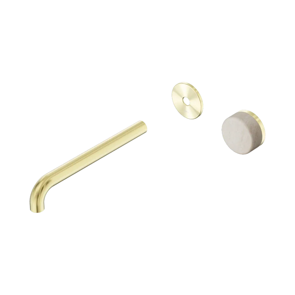 Nero Serenity Progressive Wall Basin Mixer 220mm Spout with Rome Travertine Handle (Trim Kit Only) Brushed Gold