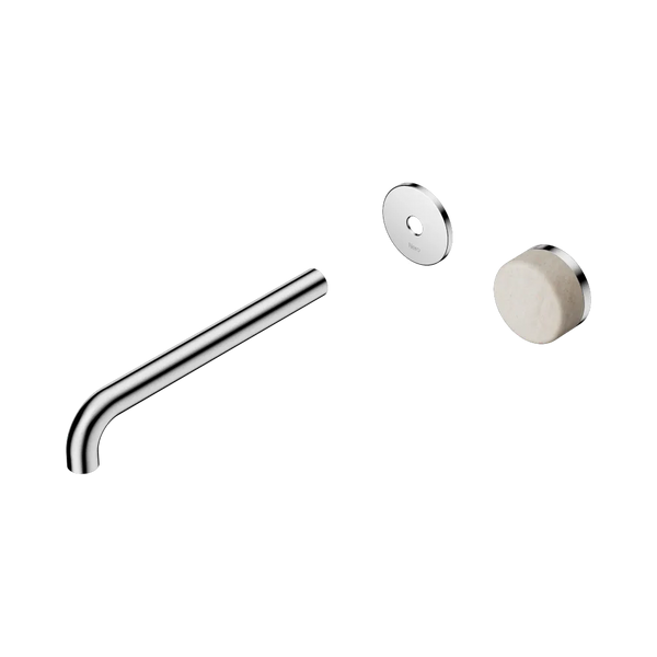 Nero Serenity Progressive Wall Basin Mixer 220mm Spout with Rome Travertine Handle (Trim Kit Only) Chrome
