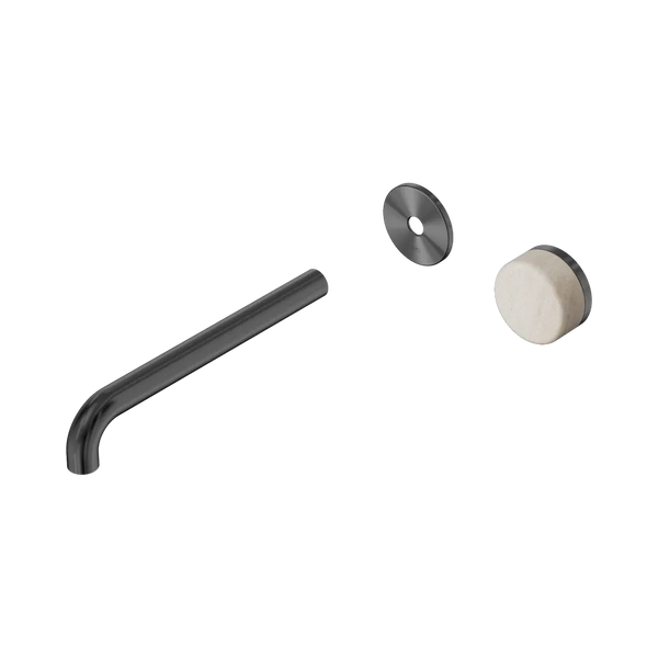 Nero Serenity Progressive Wall Basin Mixer 220mm Spout with Rome Travertine Handle (Trim Kit Only) Gunmetal
