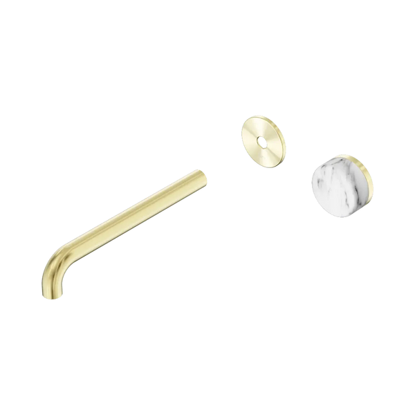 Nero Serenity Progressive Wall Basin Mixer 220mm Spout with Arabescato Corchia Handle (Trim Kit Only) Brushed Gold