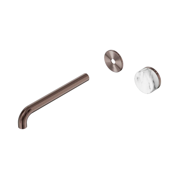 Nero Serenity Progressive Wall Basin Mixer 220mm Spout with Arabescato Corchia Handle (Trim Kit Only) Brushed Bronze
