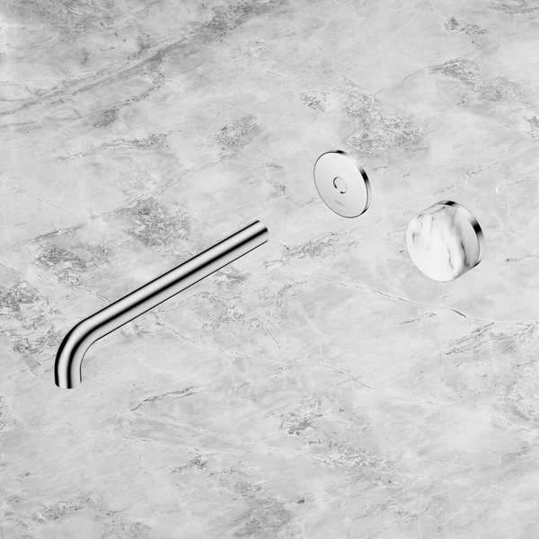 Nero Serenity Progressive Wall Basin Mixer 220mm Spout with Arabescato Corchia Handle (Trim Kit Only) Chrome