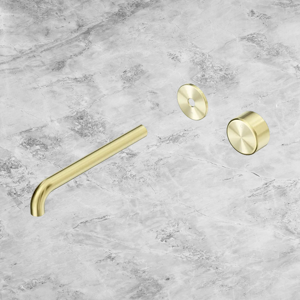 Nero Serenity Progressive Wall Basin Mixer 220mm Spout with Metal Handle (Trim Kit Only) Brushed Gold