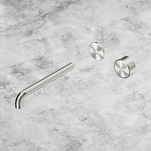 Nero Serenity Progressive Wall Basin Mixer 220mm Spout with Metal Handle (Trim Kit Only) Brushed Nickel