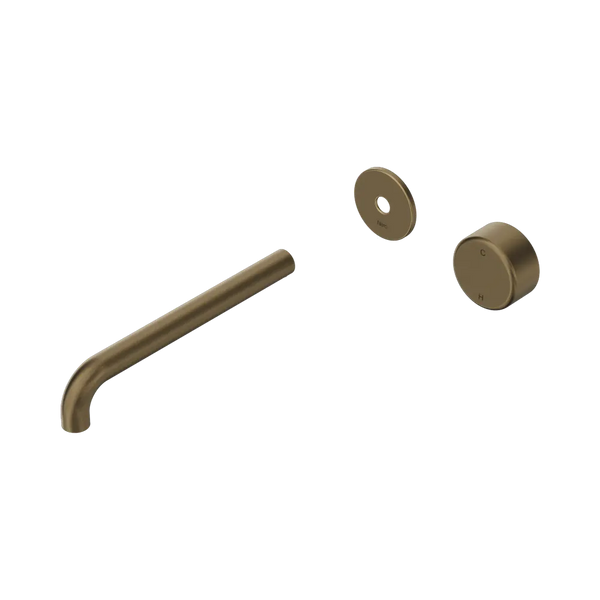 Nero Serenity Progressive Wall Basin Mixer 220mm Spout with Metal Handle (Trim Kit Only) Tumbled Antique Brass