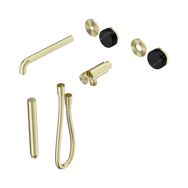 Nero Serenity Progressive Shower System with Spout with Marquina Black Handle and Slim Shower (Trim Kit Only) Brushed Gold