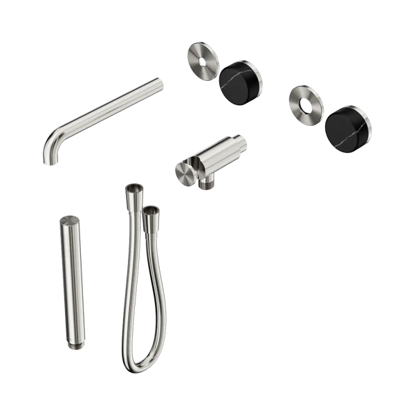 Nero Serenity Progressive Shower System with Spout with Marquina Black Handle and Slim Shower (Trim Kit Only) Brushed Nickel