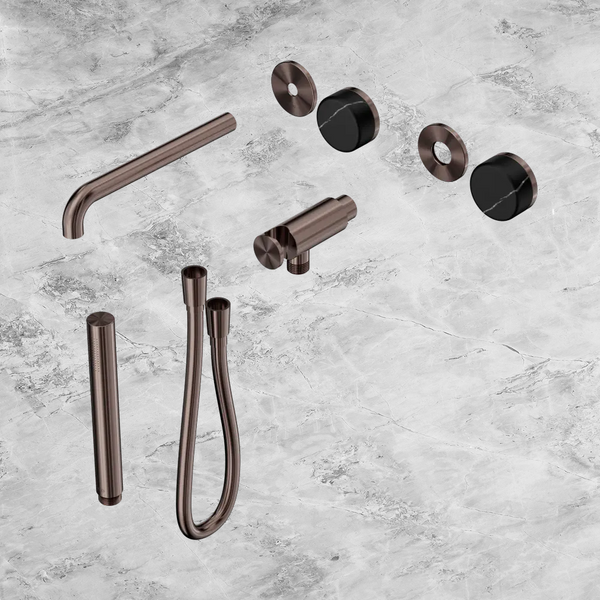 Nero Serenity Progressive Shower System with Spout with Marquina Black Handle and Slim Shower (Trim Kit Only) Brushed Bronze