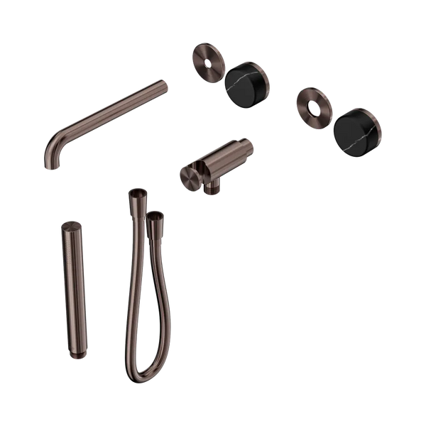 Nero Serenity Progressive Shower System with Spout with Marquina Black Handle and Slim Shower (Trim Kit Only) Brushed Bronze