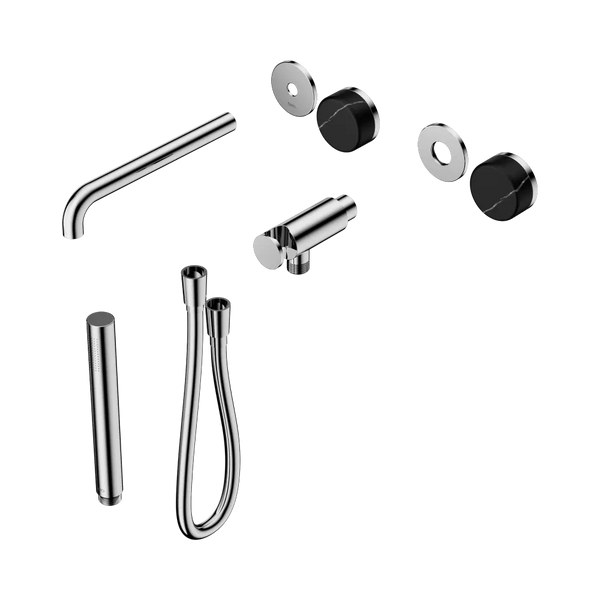 Nero Serenity Progressive Shower System with Spout with Marquina Black Handle and Slim Shower (Trim Kit Only) Chrome