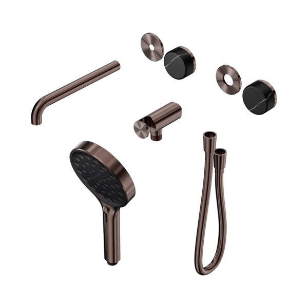 Nero Serenity Progressive Shower System with Spout with Marquina Black Handle and Serenity Hand Shower (Trim Kit Only) Brushed Bronze