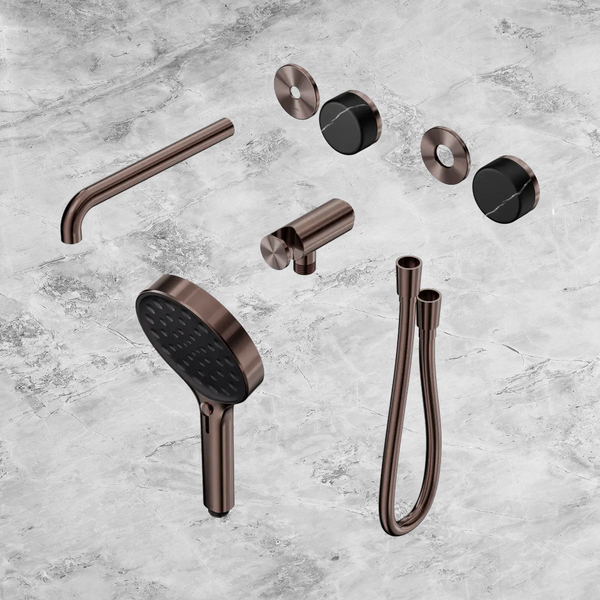 Nero Serenity Progressive Shower System with Spout with Marquina Black Handle and Serenity Hand Shower (Trim Kit Only) Brushed Bronze
