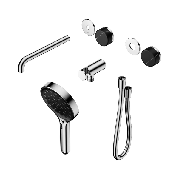 Nero Serenity Progressive Shower System with Spout with Marquina Black Handle and Serenity Hand Shower (Trim Kit Only) Chrome