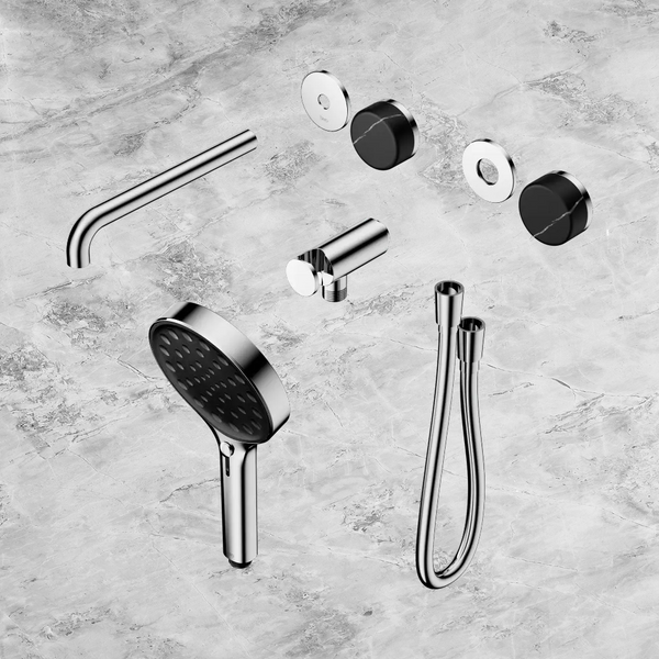 Nero Serenity Progressive Shower System with Spout with Marquina Black Handle and Serenity Hand Shower (Trim Kit Only) Chrome