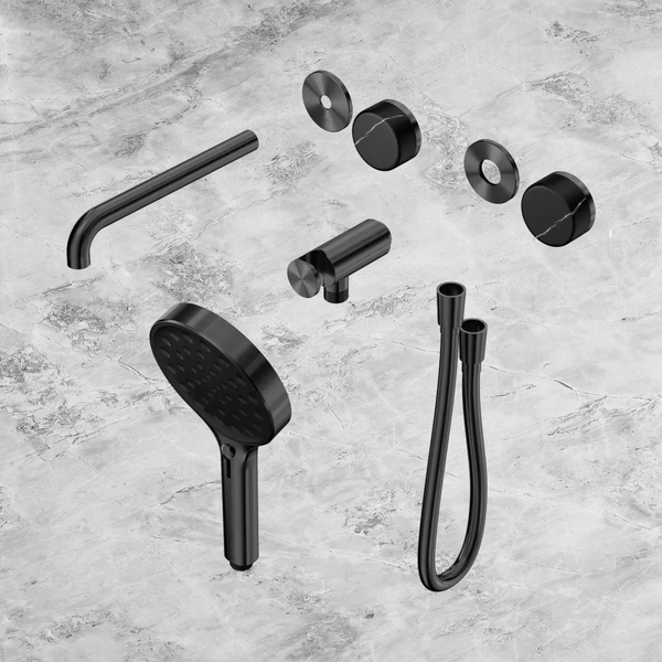 Nero Serenity Progressive Shower System with Spout with Marquina Black Handle and Serenity Hand Shower (Trim Kit Only) Gunmetal