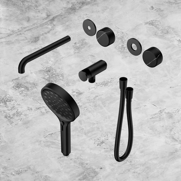 Nero Serenity Progressive Shower System with Spout with Marquina Black Handle and Serenity Hand Shower (Trim Kit Only) Matte Black
