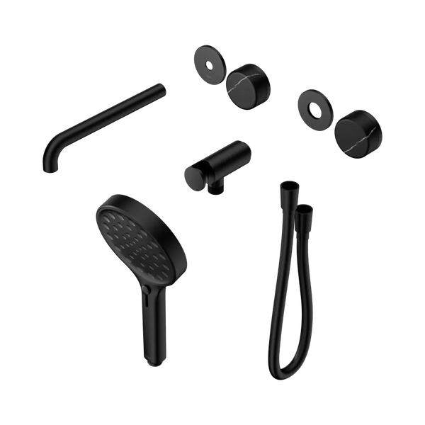Nero Serenity Progressive Shower System with Spout with Marquina Black Handle and Serenity Hand Shower (Trim Kit Only) Matte Black