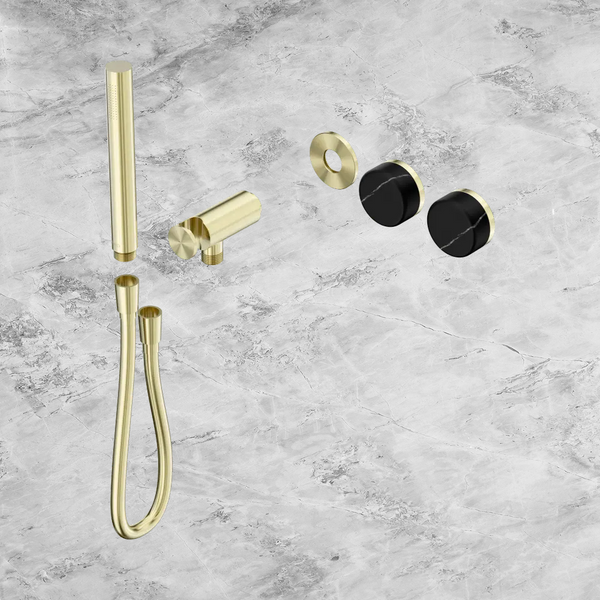 Nero Serenity Progressive Shower System with Marquina Black Handle and Slim Shower (Trim Kit Only) Brushed Gold