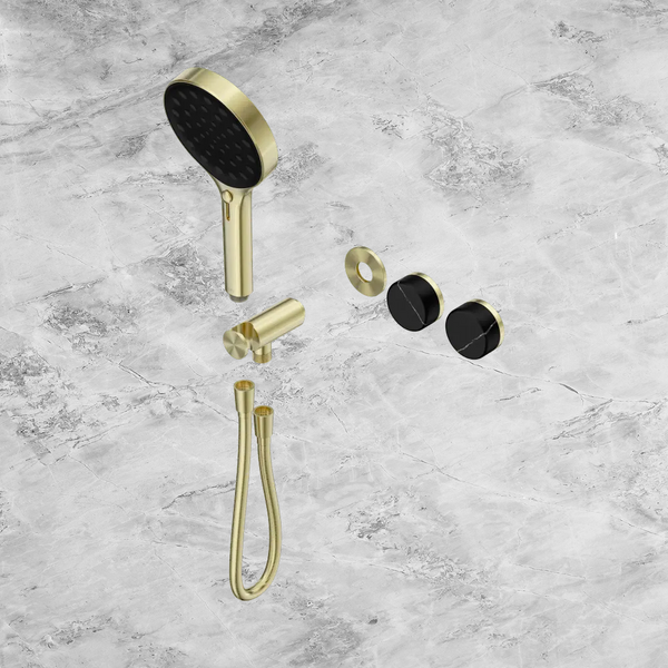 Nero Serenity Progressive Shower System with Marquina Black Handle and Serenity Hand Shower (Trim Kit Only) Brushed Gold