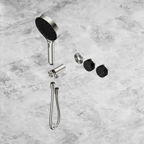 Nero Serenity Progressive Shower System with Marquina Black Handle and Serenity Hand Shower (Trim Kit Only) Brushed Nickel