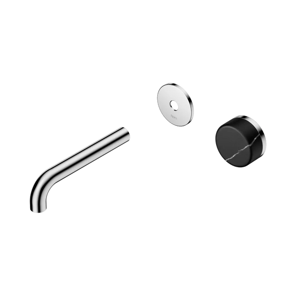Nero Serenity Progressive Wall Basin Mixer 160mm Spout with Marquina Black Handle (Trim Kit Only) Chrome