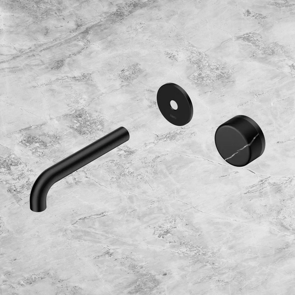 Nero Serenity Progressive Wall Basin Mixer 160mm Spout with Marquina Black Handle (Trim Kit Only) Matte Black