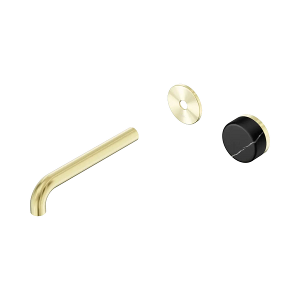 Nero Serenity Progressive Wall Basin Mixer 185mm Spout with Marquina Black Handle (Trim Kit Only) Brushed Gold