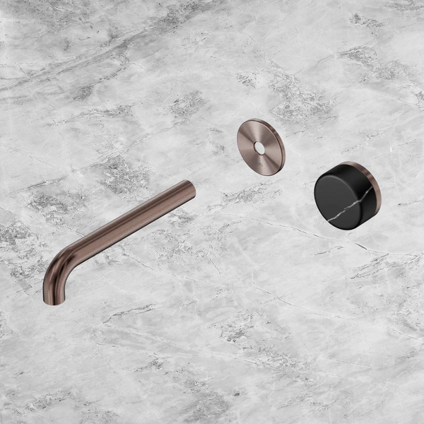 Nero Serenity Progressive Wall Basin Mixer 185mm Spout with Marquina Black Handle (Trim Kit Only) Brushed Bronze