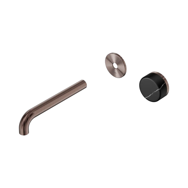 Nero Serenity Progressive Wall Basin Mixer 185mm Spout with Marquina Black Handle (Trim Kit Only) Brushed Bronze