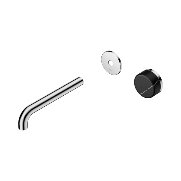Nero Serenity Progressive Wall Basin Mixer 185mm Spout with Marquina Black Handle (Trim Kit Only) Chrome
