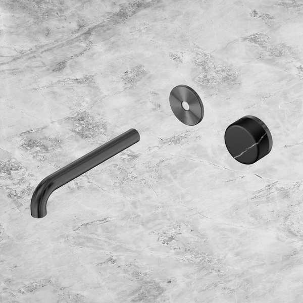 Nero Serenity Progressive Wall Basin Mixer 185mm Spout with Marquina Black Handle (Trim Kit Only) Gunmetal