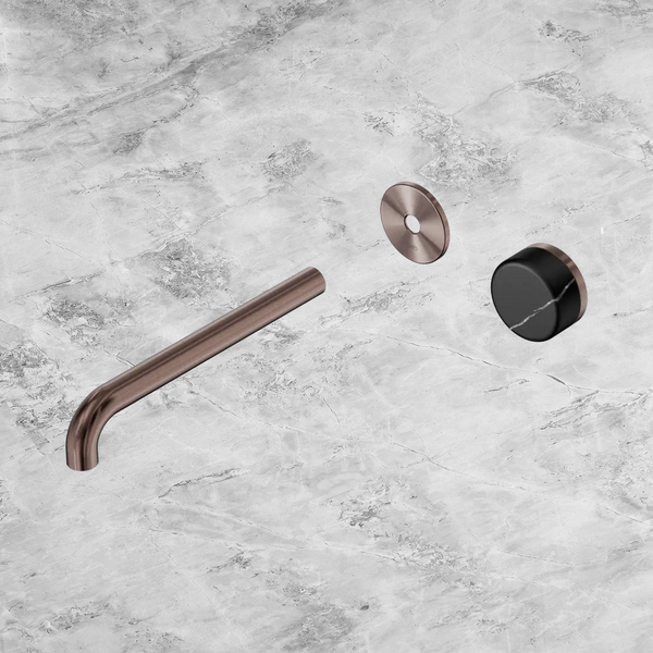 Nero Serenity Progressive Wall Basin Mixer 220mm Spout with Marquina Black Handle (Trim Kit Only) Brushed Bronze