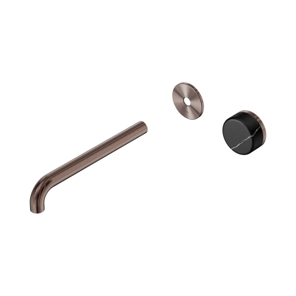 Nero Serenity Progressive Wall Basin Mixer 220mm Spout with Marquina Black Handle (Trim Kit Only) Brushed Bronze