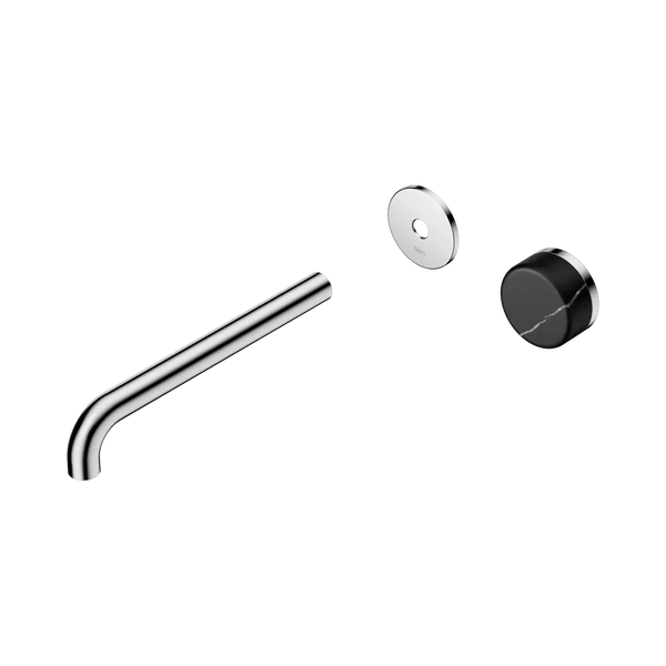 Nero Serenity Progressive Wall Basin Mixer 220mm Spout with Marquina Black Handle (Trim Kit Only) Chrome