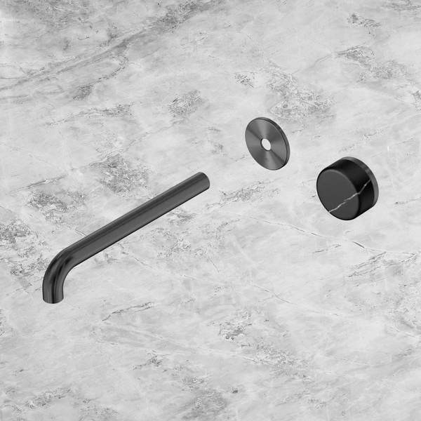 Nero Serenity Progressive Wall Basin Mixer 220mm Spout with Marquina Black Handle (Trim Kit Only) Gunmetal