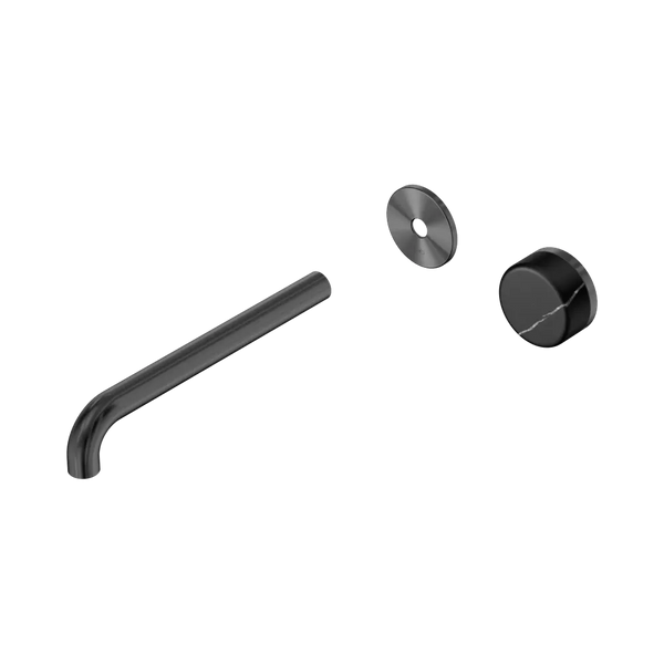 Nero Serenity Progressive Wall Basin Mixer 220mm Spout with Marquina Black Handle (Trim Kit Only) Gunmetal
