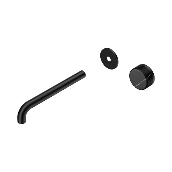 Nero Serenity Progressive Wall Basin Mixer 220mm Spout with Marquina Black Handle (Trim Kit Only) Matte Black