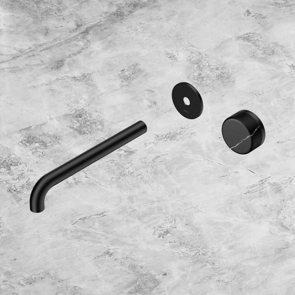 Nero Serenity Progressive Wall Basin Mixer 220mm Spout with Marquina Black Handle (Trim Kit Only) Matte Black